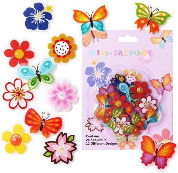 Bike Wheel Spoke Decorations – 24 Clip-On Flower & Butterfly Accessories – Fun Bicycle Spoke Decorations for Kids, Girls, Toddlers – Easy Snap-On, Colorful Bike Gifts
