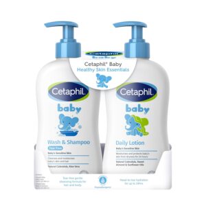 71l4UXnTuiL._SL1500_.jpg Cetaphil Baby Wash & Shampoo Plus Body Lotion, Healthy Skin Essentials, Head to Toe Hydration for up to 24 Hours, for Delicate, Sensitive Skin, 2-Pack,White