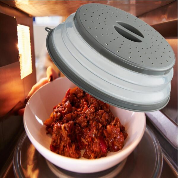 71lk8Jn1bmL._AC_SL1500_.jpg Microwave Splatter Cover Vented for Food, Splatter Guard & Colander Kitchen Gadget for Fruit Vegetables Microwave Plate Cover with Hook Hole,Dishwasher-Safe,BPA-Free Silicone & Plastic (1 Pack)
