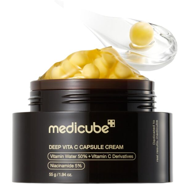 71m8aGBgXqL._SL1500_.jpg medicube Capsule Cream with Deep Vitamin C | Liposome Vitamin C Golden Capsule for Radiance & Firm-Looking Skin | Hydrating Glow Gel Texture | Korean Skincare, 1.94 oz