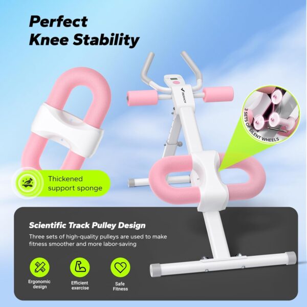 MERACH Ab Machine, Ab Workout Equipment, Adjustable Ab Trainer Machine for Abs Workout at Home Gym, Foldable, Knee Protection, Abdominal Trainer for Stomach Workout
