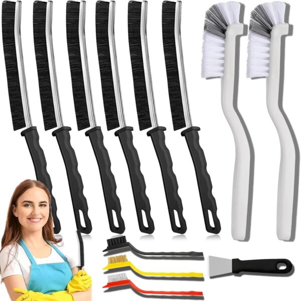 71mRyJrw8wL._AC_SL1500_.jpg Crevice Cleaning Brush 12-Pack - Heavy Duty Hard Bristle Gap Brush for Deep Cleaning - Ultra-Thin Window Track Cleaning Tool for Shower Grout, Sliding Doors, Baseboards & Auto Detailing