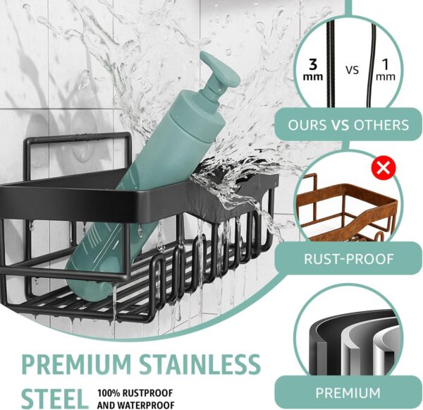 71myZSE8z7L._AC_SL1500_.jpg GD Adhesive Shower Caddy 5 Pack – Rustproof Stainless Steel No-Drill Bathroom Organizer Shelves with Large Capacity, Waterproof Storage Racks for Shower, Kitchen, Dorm, Apartment, and Home