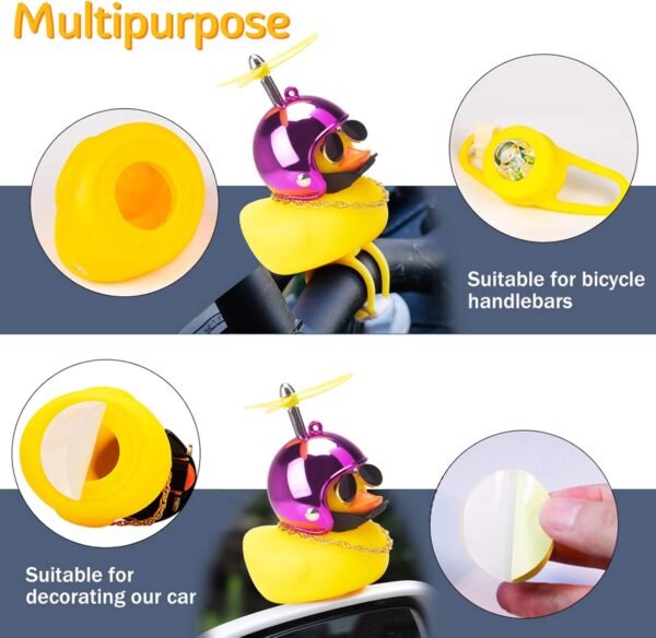71nALNrg8dL._AC_SL1500_.jpg wonuu Rubber Duck Toy Car Ornaments Yellow Duck Car Dashboard Decorations Squeeze Duck Bicycle Horns with Propeller Helmet