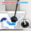 FORASTO 2 in 1 Toilet Plunger and Brush Set，Extended Handle Plunger，Toilet Bowl Brush Plunger Set, Bathroom Cleaning Tools ，Toilet Brush Plunger Combo，Cleaning Brush，Bathroom Cleaning Supplies