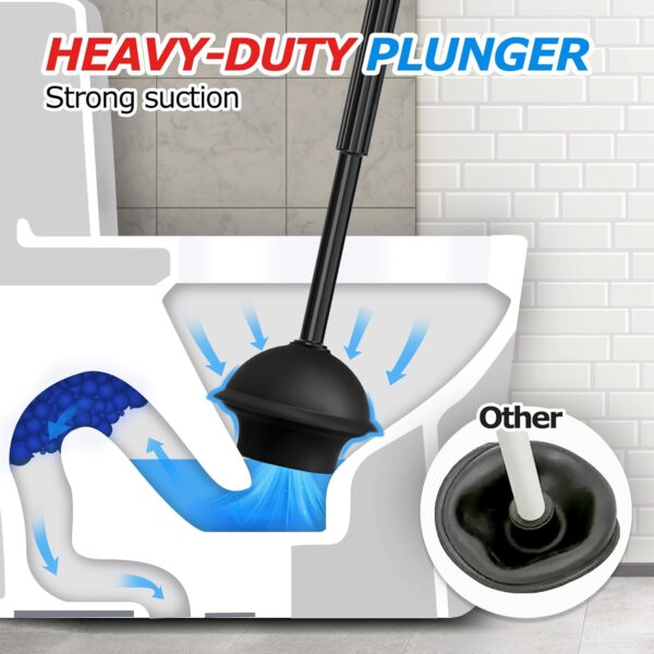 FORASTO 2 in 1 Toilet Plunger and Brush Set，Extended Handle Plunger，Toilet Bowl Brush Plunger Set, Bathroom Cleaning Tools ，Toilet Brush Plunger Combo，Cleaning Brush，Bathroom Cleaning Supplies