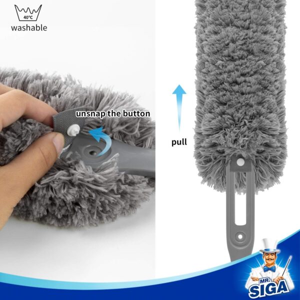 71nJhXCJE0L._AC_SL1500_.jpg MR.SIGA Lint Free Microfiber Duster, Washable Duster for Household Cleaning Gray