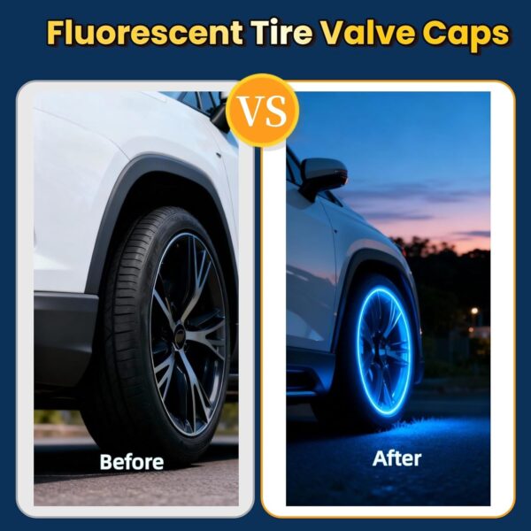 71nKeM3WLqL._AC_SL1500_.jpg 20 Pcs Glow in The Dark Tire Valve Caps Fluorescent Tire Valve Stem Caps, Cool Car Present for Universal Decoration Accessories for Car SUV Bicycle Motorcycles Trucks (Blue)