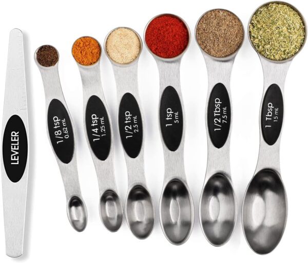 71oHrsyHNpL._AC_SL1500_.jpg Magnetic Measuring Spoons Set Stainless Steel with Leveler, Stackable Metal Tablespoon Measure Spoon for Baking, Cups and Spoon Set Kitchen Gadgets Apartment Essentials Fits in Spice Jars