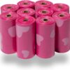 Best Pet Supplies Dog Poop Bags for Waste Refuse Cleanup, Doggy Roll Replacements for Outdoor Puppy Walking and Travel, Leak Proof and Tear Resistant, Thick Plastic - Pink Heart, 150 Bags
