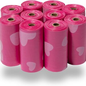 71oglFyNY0L._AC_SL1500_.jpg Best Pet Supplies Dog Poop Bags for Waste Refuse Cleanup, Doggy Roll Replacements for Outdoor Puppy Walking and Travel, Leak Proof and Tear Resistant, Thick Plastic - Pink Heart, 150 Bags