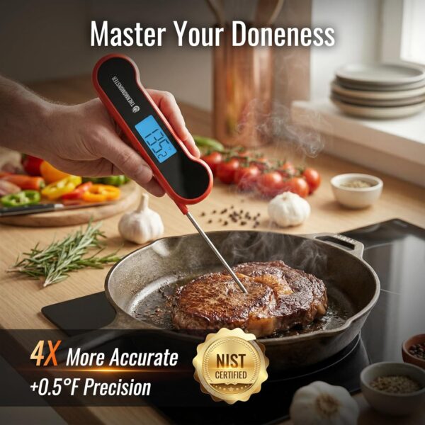 71pPtU-M8KL._SL1500_.jpg 0.5 Sec Instant Read Meat Thermometer Digital with ±0.5℉ Precision, Food Thermometer for Cooking Kitchen Gadgets, Oven Grill Candy BBQ Essentials Accessories, Gifts for Him Dad Men Birthday, Red