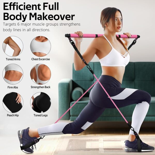 71rNKwuzRZL._AC_SL1500_.jpg Pilates Bar Kit with Resistance Bands, Multifunctional Pilates Bar for Women & Men with Heavy-Duty Metal Adjustment Buckle, Pilates Home Equipment for Full BodyWorkouts
