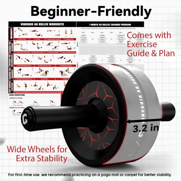 71sItr0ileL._AC_SL1500_.jpg VINSGUIR Ab Roller Wheel, Abs & Core Workout Equipment for Home Gym with Knee Pad Accessories, Abdominal Wheel for Full-body Strength Training