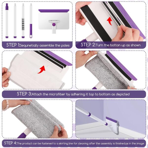 71sVNIvDHL._AC_SL1500_.jpg Baseboard Cleaner Tool with Handle, 60" Extendable Long Handle Baseboard Cleaner with 5 Reusable Pads for Baseboards Cleaning, Ceiling, Wall, Floor, Bathroom Kitchen