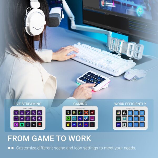 71sdWaHYo9L._AC_SL1500_.jpg FIFINE AmpliGame Gaming Controller with 15 Shortcuts for OBS Streaming Studio with Macro Keys, Trigger Actions, PC Media RGB Controller for Content Creation/Office Work-D6 White