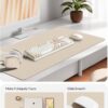 YSAGi Leather Desk Pad Protector, Office Desk Mat, Large Mouse Pad, Non-Slip PU Leather Desk Blotter, Waterproof Laptop Desk Writing Pad for Office and Home (23.6" x 13.8", Eggshell)