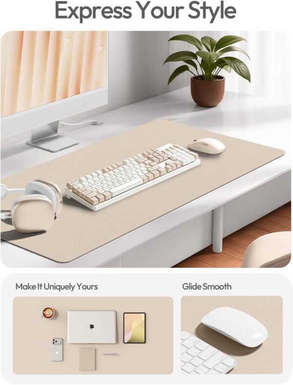 YSAGi Leather Desk Pad Protector, Office Desk Mat, Large Mouse Pad, Non-Slip PU Leather Desk Blotter, Waterproof Laptop Desk Writing Pad for Office and Home (23.6" x 13.8", Eggshell)