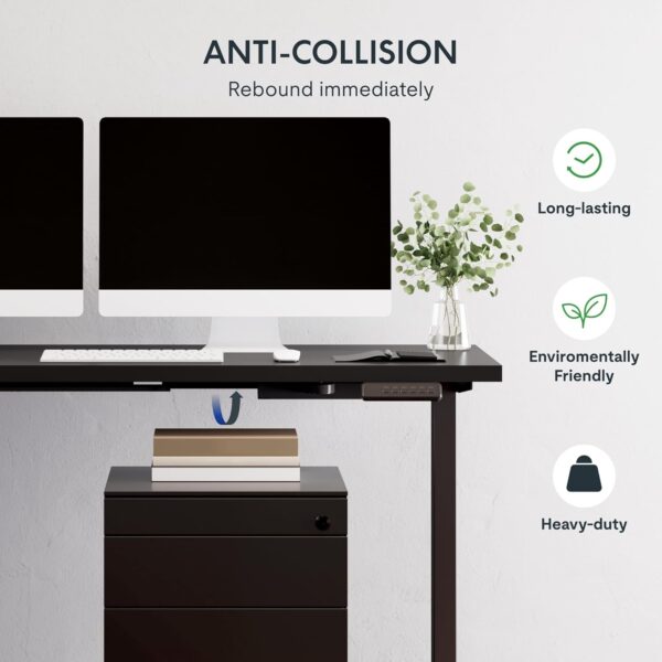 SANODESK L Shaped Standing Desk Adjustable Height, Electric Corner Standing Desk, 71 x 63 inch Sit Stand Computer Table with Splice Board, Black