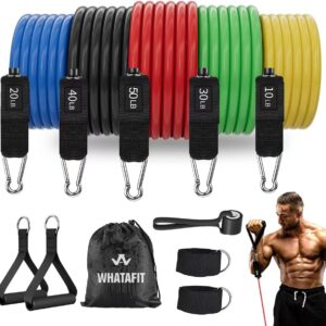 71tWTWashCL._AC_SL1200_.jpg WHATAFIT Resistance Bands, Exercise Bands, Workout Bands with Handles, Door Anchor and Ankle Straps, 5 Resistance Levels Fitness Bands for Strength Training, Physical Therapy, and Home Gym Equipment