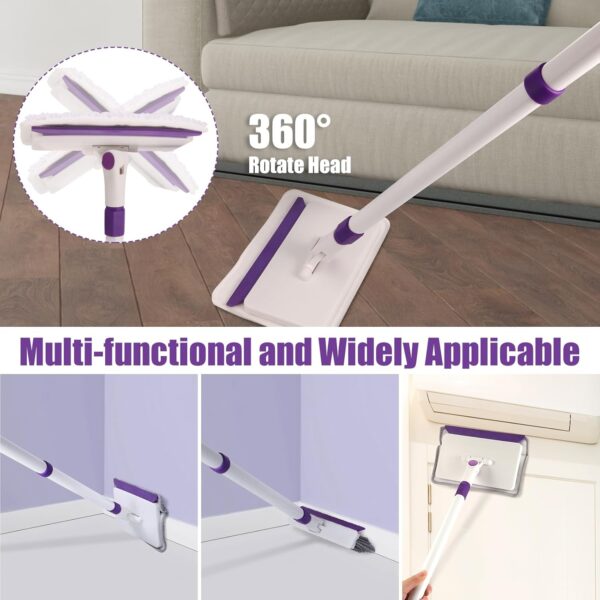 71tbBJkesoL._AC_SL1500_.jpg Baseboard Cleaner Tool with Handle, 60" Extendable Long Handle Baseboard Cleaner with 5 Reusable Pads for Baseboards Cleaning, Ceiling, Wall, Floor, Bathroom Kitchen