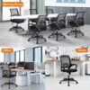 BestOffice | Ergonomic Office Chair | Mid-Back Swivel Desk Chair | Breathable Backrest & Lumbar Support | Adjustable Height | Sponge Seat | Rolling Wheels | Black | for Adults & Women
