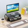 gianotter Desk Organizers and Accessories, Monitor Stand with Drawer and 2 Pen Holder, Desktop Organizer Suitable for Offices and Dormitories (Black)