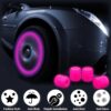 4PCS Fluorescent Tire Valve Stem Caps, Luminous Car Tire Air Cap, Corrosion Resistant Leak-Proof Wheel Valve Cover, Universal for Cars, Trucks, Bikes, Motorcycles, Bicycles(Pink)