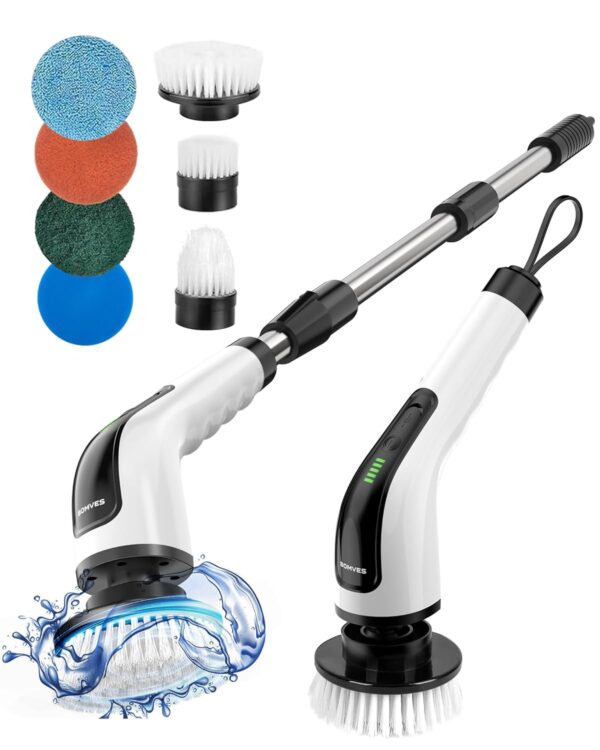 71vWgtgWNWL._SL1500_.jpg Bomves Electric Spin Scrubber, Cordless Cleaning Brush Scrubber for Home, 8 Replaceable Brush Heads-90Mins Work Time, 3 Adjustable Size, 2 Speeds for Bathroom Shower Bathtub Glass Car