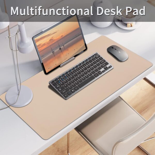 71ve8AiVoBL._AC_SL1500_.jpg Leather Desk Pad, Mouse Pad, Non-Slip Desk Protector Mat, Leather Desk Blotter, Computer Desk Pad, Waterproof Desk Mat for Office Home Decor - Beige (31.5×15.7 Inches)