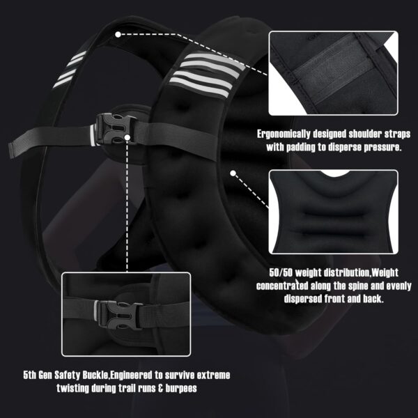 NATURELUX Weighted Vest Men or Women - 5/10/15/20/25/30lbs Weights with Reflective Stripe, Weighted Vest for Workout Equipment for Strength Training Running - Walking Weight Loss