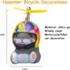 wonuu Duck Bike Bell with Light and Helmet Cute Hamster Bicycle Horn, Dashboard Decoration Hamster Motorcycle Bike Bells Rubber Duck Car Dashboard Decorations (Rainbow-Hamster)