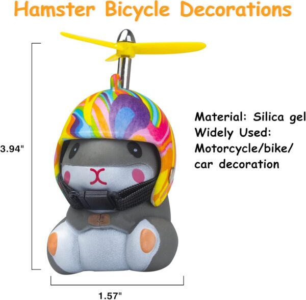 wonuu Duck Bike Bell with Light and Helmet Cute Hamster Bicycle Horn, Dashboard Decoration Hamster Motorcycle Bike Bells Rubber Duck Car Dashboard Decorations (Rainbow-Hamster)