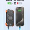 BLAVOR Solar Power Bank 10,000mAh, Portable Wireless Charger, 20W Fast Charging External Battery Pack with USB C for Cell Phones, Solar Panel Charging with Dual Flashlight for Camping