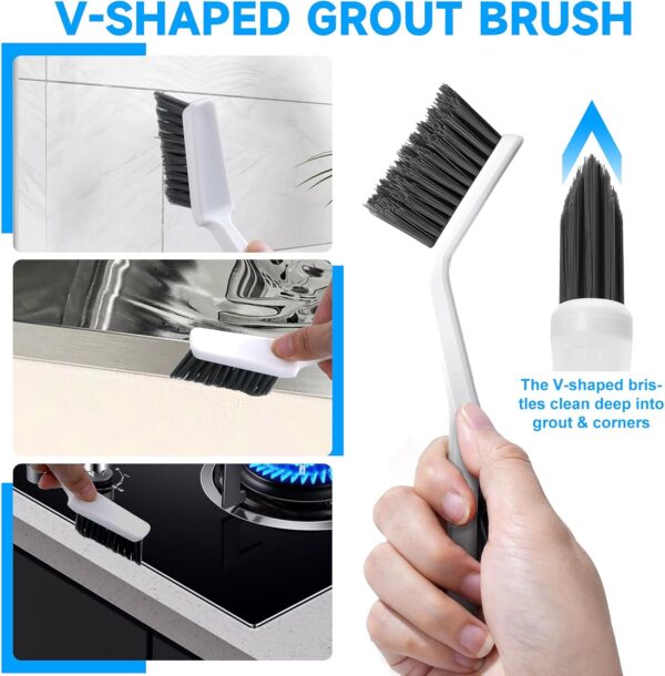 71wOogmhEL._AC_SL1500_.jpg 14Pcs Crevice Cleaning Brush Set, V Shape Grout Cleaner Brush for Deep Cleaning Gap, Hard Bristle Scrub Brushes Tools, Cleaning Supplies for Household Use, Bathroom, Kitchen, Toilet, Window