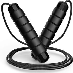 71wm42EtoNL._AC_SL1500_.jpg Jump Rope, Tangle-Free Rapid Speed Jumping Rope Cable with Ball Bearings for Women, Men & Kids, Adjustable Steel Jump Rope with Foam Handles for Home Gym Exercise Fitness Workout Equipment & Slim Body