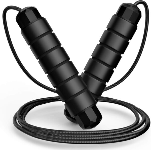 71wm42EtoNL._AC_SL1500_.jpg Jump Rope, Tangle-Free Rapid Speed Jumping Rope Cable with Ball Bearings for Women, Men & Kids, Adjustable Steel Jump Rope with Foam Handles for Home Gym Exercise Fitness Workout Equipment & Slim Body