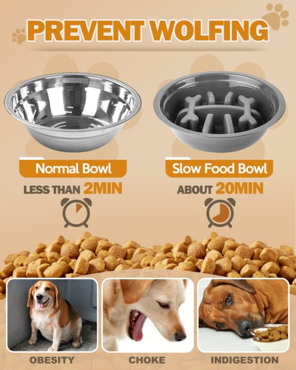 71wmwm9HCRL._AC_SL1500_.jpg Jovrun Elevated Dog Bowls for Medium Large Size Dogs, Non-Slip Dog Feeder with 1*Stainless Steel Dishes & 1*Slow Feeder Bowl, 5 Heights Adjustable Raised Bowls to 3.15″-8.66″-9.84″-11.02″-12.2″