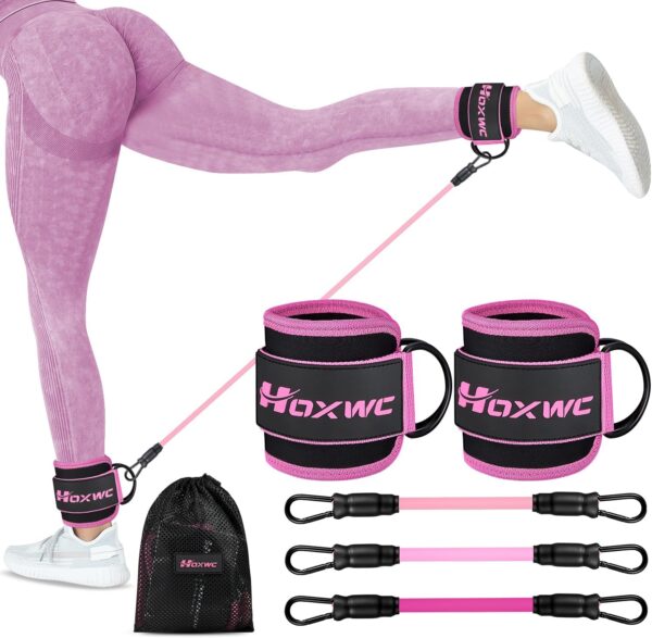 71wuVWTFi8L._AC_SL1500_.jpg HOXWC Ankle Resistance Bands with Cuffs, Ankle Bands for Working Out, Ankle Resistance Band for Leg, Booty Workout Equipment for Kickbacks Hip Fitness Training, Exercise Bands for Butt Lift Women
