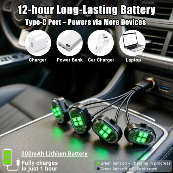 71xChep1FYL._AC_SL1500_.jpg Upgraded Wireless LED Lights for Car, Rechargeable Interior Car Lights with 8 Colors Brightness Adjustable, 12H Battery Life, Remote Control, Mini Strobe Lights for Vehicle Motorcycle Bike Decor