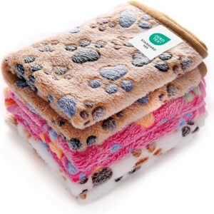71xDsxhvmdL._AC_SL1500_.jpg Luciphia 1 Pack 3 Blankets Super Soft Fluffy Premium Fleece Pet Blanket Flannel Throw for Dog Puppy Cat Paw Brown/Pink/White Small(23x16 inch)