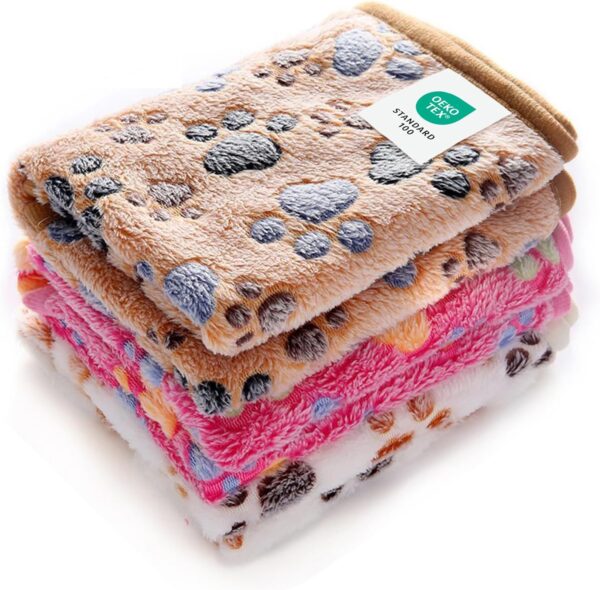 71xDsxhvmdL._AC_SL1500_.jpg Luciphia 1 Pack 3 Blankets Super Soft Fluffy Premium Fleece Pet Blanket Flannel Throw for Dog Puppy Cat Paw Brown/Pink/White Small(23x16 inch)