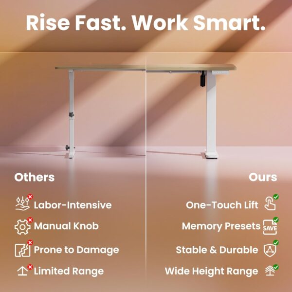 HUANUO 32" Small Electric Standing Desk Adjustable Height, 4 Memory Height Settings, Sit Stand Up Desk for Home Office & Computer Workstation, LightWalnut
