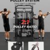 Mikolo Smith Machine with Weight Stack, Power Cage Home Gym System with LAT Pulldown & Cable Crossover, Multi-Functional Trainer with Dual Pulley System, Includes 10+ Free Attachments
