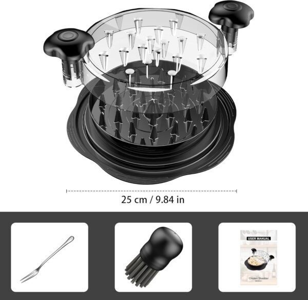SURETIVIAN Chicken Shredder Large Chicken Breast Shredder Tool Twist with Brush&Fork, Visible Meat Shredder Machine, Strong Anti-Slip Strip, Ergonomic Handle, BPA Free, Suitable for Pork Beef Chicken