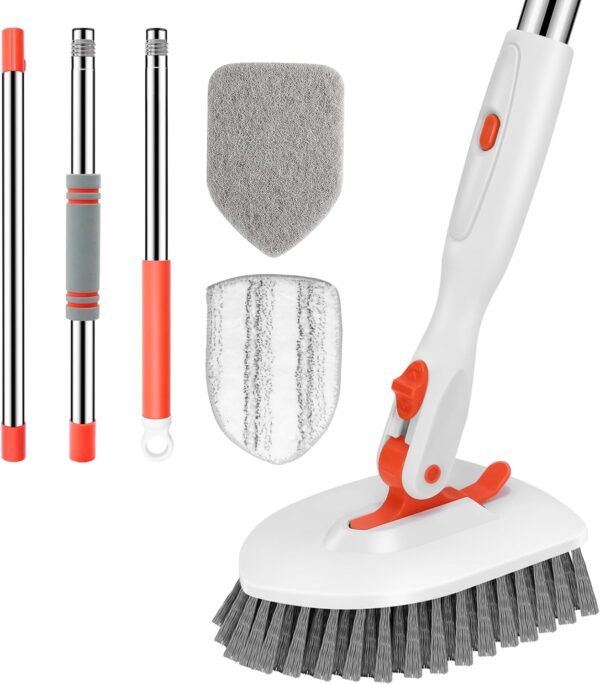 71y-4jFTt0L._AC_SL1500_.jpg SetSail Tile Tub Scrubber Brush 3-in-1 Shower Scrubber with 52-inch Adjustable Long Handle Shower Cleaner Brush and 3 Detachable Replacement Brush Heads for Cleaning Bathroom Kitchen Walls Tub Tile