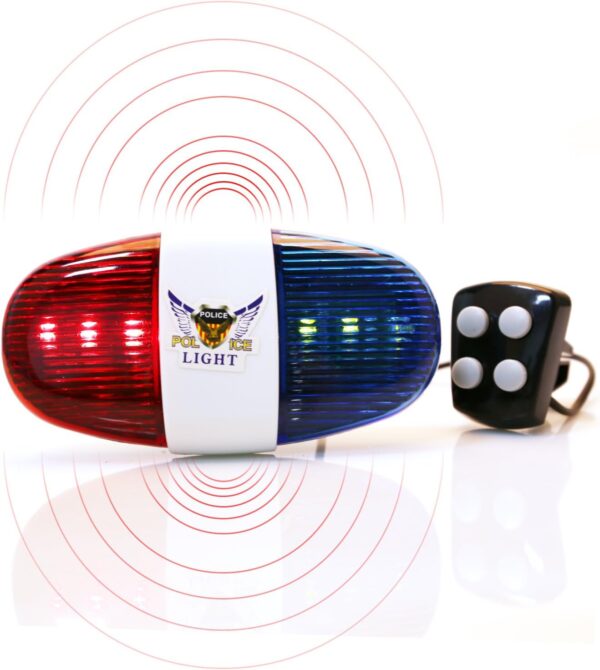 Oumers Bicycle Police Sound & Light, Bike LED Horn Siren, 6 LED Lights, 4 Sounds, Waterproof Accessories