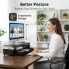 ECOLOVI Desk Organizer and Accessories, 2-Tier Computer Monitor Stand Rise with Storage Drawer & 2 Pen Holders, Laptop & Printer Stand for Desktop, Workspace Organizers for Office Supplies (Black)