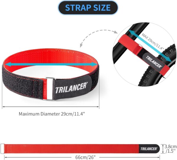 71yi7gqYXHL._AC_SL1500_.jpg Trilancer Bike Rack Straps with Extra-Wide Silicone Anti-Slip Coating, 2-Pack Adjustable Bike Wheel Stabilizer Strap with Hook and Loop for Car and Wall Mount, Transportation and Storage (26''x1.5'')