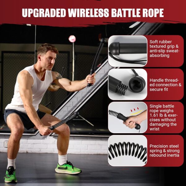 Weighted Ropeless Battle Ropes, Heavy Duty Portable Cordless Battle Ropes for Home Gym with Poster, Workout Exercise Rope for Strength Building, HIIT and Low-Impact Aerobic Training for Men & Women